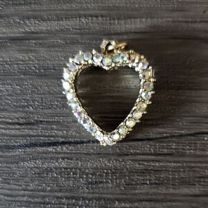 Vintage Doublesided Faux Pearl/Rhinestone Heart Pendant